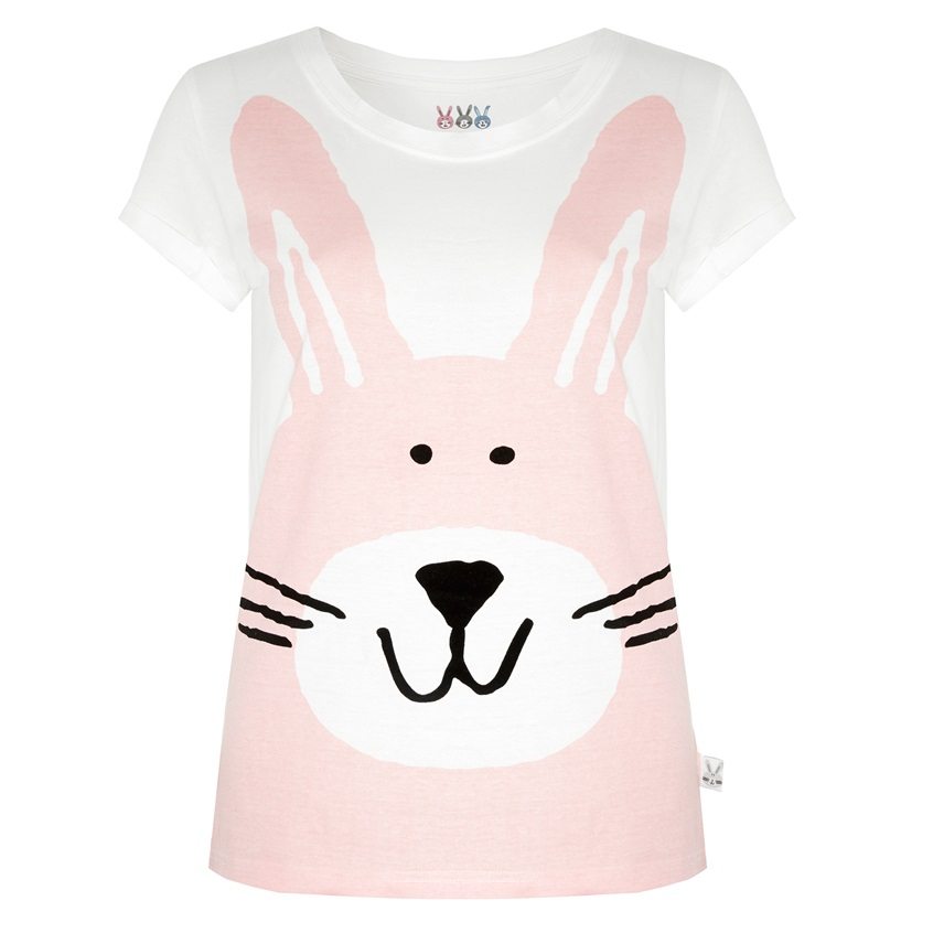 Camiseta de pijama rosa con conejito